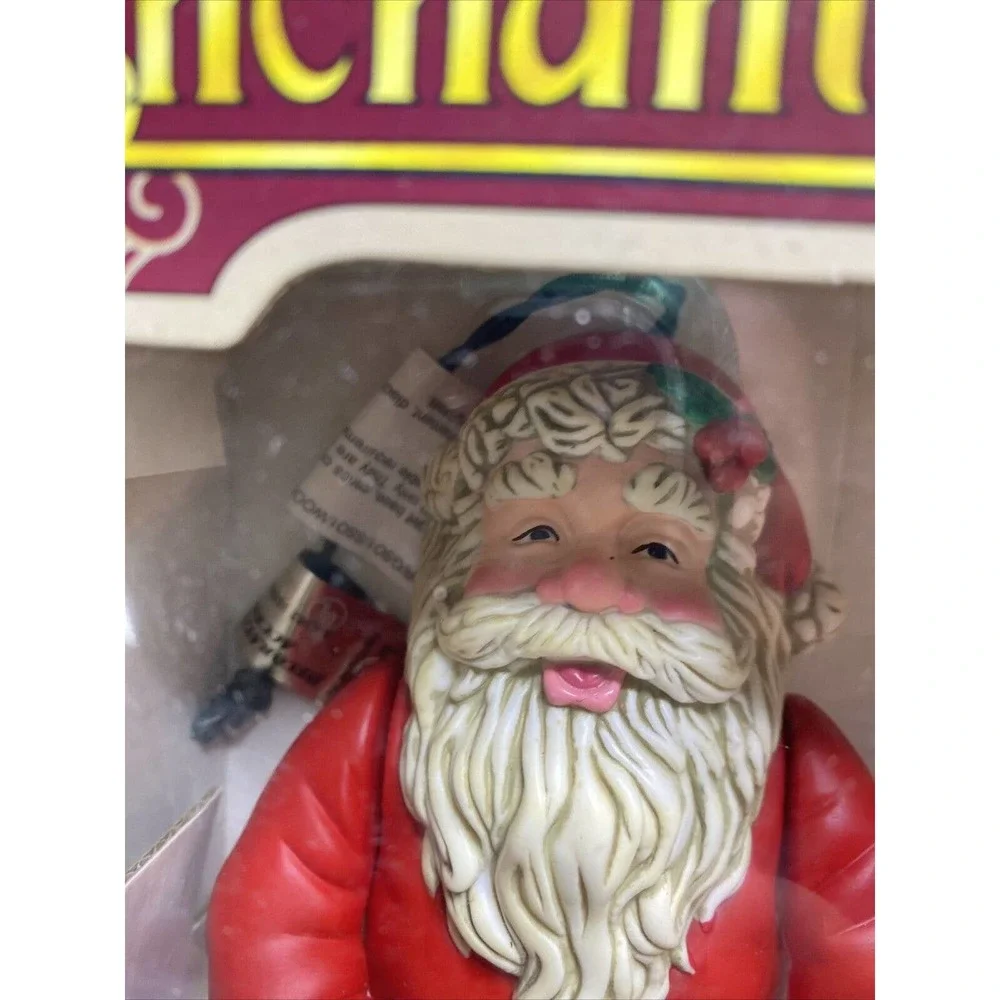 NOS Vintage Enchanted Garland Santa Animated Hanger Christmas Holiday Red In Box
